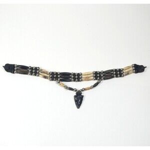 Arrowhead Necklace Vintage Beaded Buffalo Bone Tribal